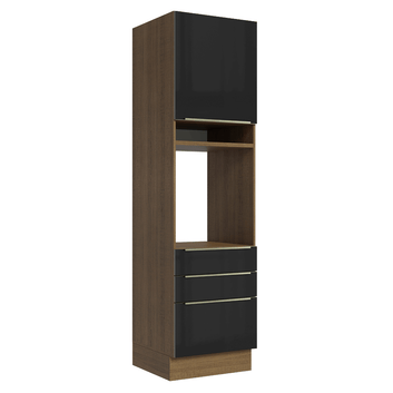 Torre Quente 60 x 60 cm 1 Porta 3 Gavetas Rustic/Preto Lux Madesa