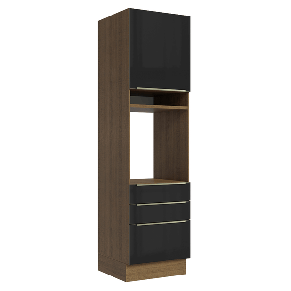 Torre Quente 60 x 60 cm 1 Porta 3 Gavetas Rustic/Preto Lux Madesa