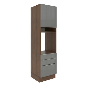 Torre Quente Madesa Lux 60 cm 1 Porta 3 Gavetas Rustic/Cinza