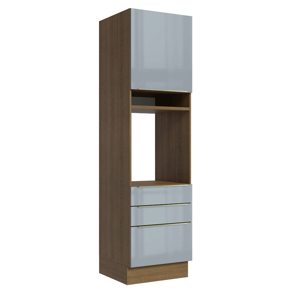 Torre Quente 60 x 60 cm 1 Porta 3 Gavetas Rustic/Cinza Lux Madesa