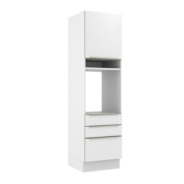 Torre Quente 60 x 60 cm 1 Porta 3 Gavetas Branco/Branco Veludo Lux Madesa