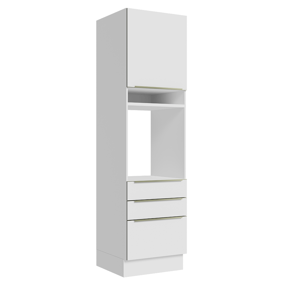 Torre Quente 60 x 60 cm 1 Porta 3 Gavetas Branco/Branco Veludo Lux Madesa