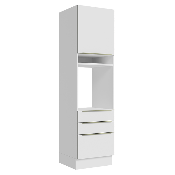 Torre Quente 60 x 60 cm 1 Porta 3 Gavetas Branco/Branco Veludo Lux Madesa