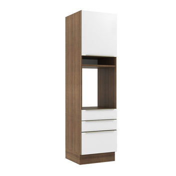 Torre Quente Madesa Lux 60 cm 1 Porta 3 Gavetas Rustic/Branco Veludo