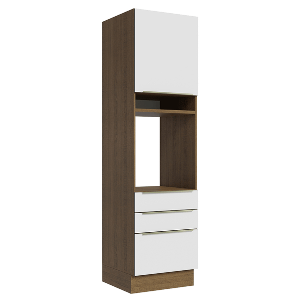 Torre Quente 60 x 60 cm 1 Porta 3 Gavetas Rustic/Branco Veludo Lux Madesa