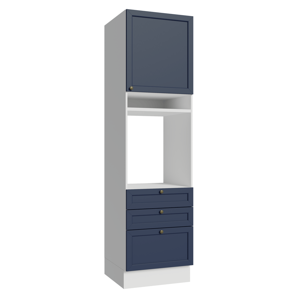 Torre Quente 60 x 60 cm 1 Porta 3 Gavetas Branco/Azul Vik Madesa