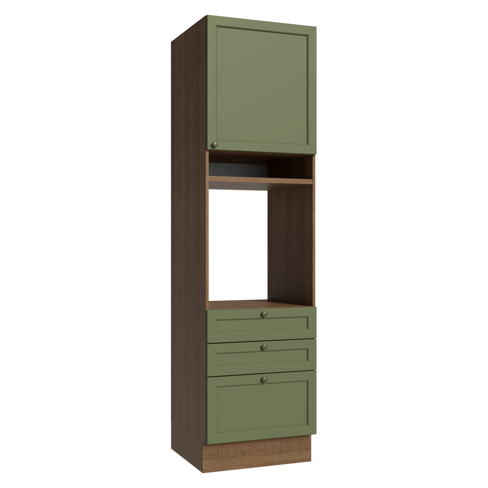 Torre Quente 60 x 60 cm 1 Porta 3 Gavetas Rustic/Verde Vik Madesa