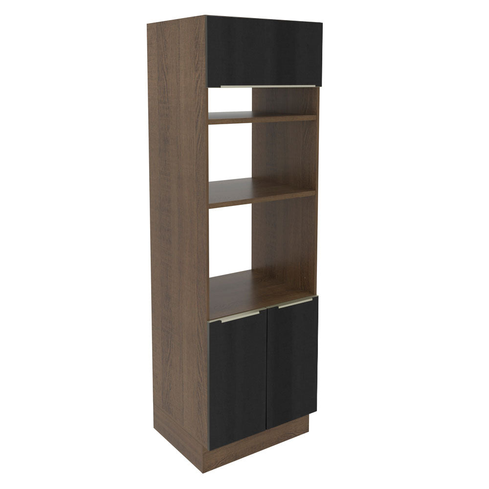 Torre Quente Madesa Lux 70 cm 3 Portas Rustic/Preto