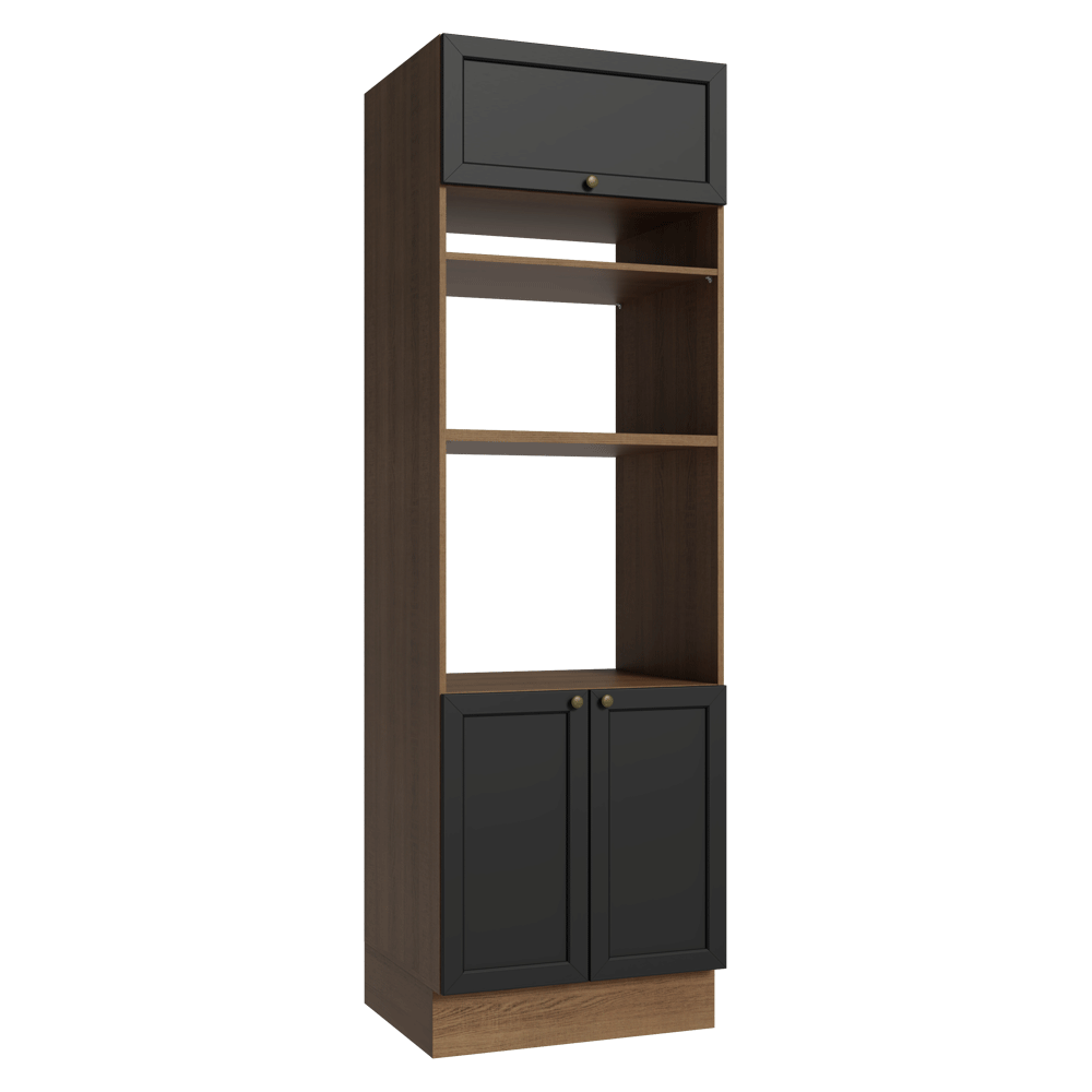 Torre Quente 70 x 60 cm 3 Portas Rustic/Preto Vik Madesa
