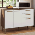Balcão Gabinete de Pia 105 cm 3 Portas 2 Gavetas Rustic/Branco Lille Madesa