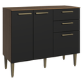 Balcão Gabinete de Pia 105 cm 3 Portas 2 Gavetas Rustic/Preto Lille Madesa