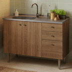 Balcão Gabinete com Pia 3 Portas e 2 Gavetas 105cm Rustic Gourmet Madesa
