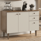 Balcão Gabinete 3 Portas 2 Gavetas Rustic/Crema Gourmet Madesa