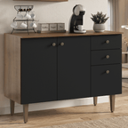 Balcão Gabinete 3 Portas 2 Gavetas Rustic/Preto Gourmet Madesa
