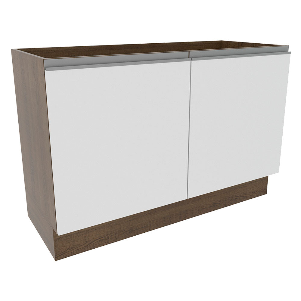 Balcão Gabinete de Pia Madesa Glamy 120 cm 2 Portas (Sem Tampo e Pia) Rustic/Branco