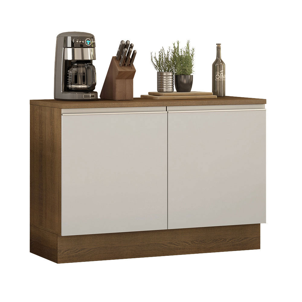 Balcão Madesa Glamy 120 cm 2 Portas (Com Tampo) Rustic/Branco