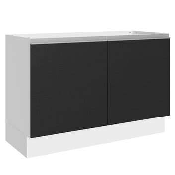 Balcão Gabinete de Pia 100% MDF 120 cm 2 Portas Branco/Preto Acordes Madesa