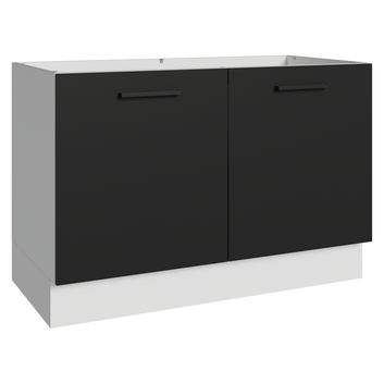 Balcão Gabinete de Pia Madesa Agata 2 Portas (Sem Tampo e Pia) Branco/Preto