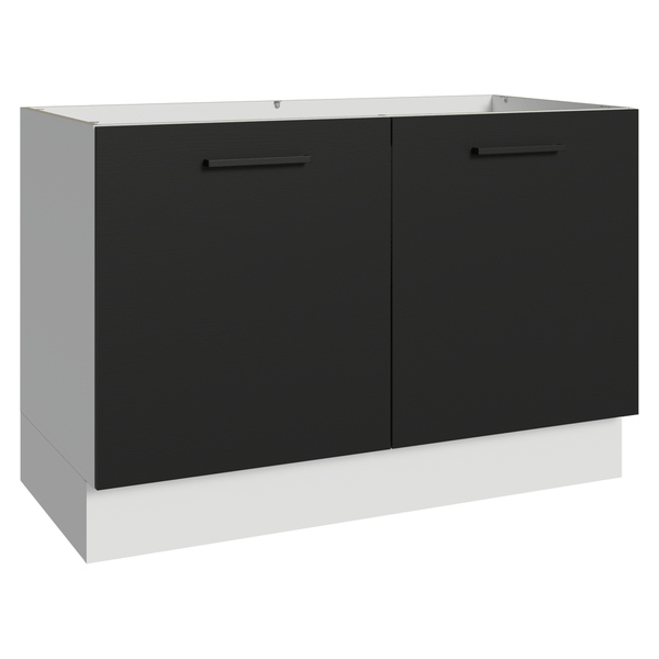 Balcão Gabinete de Pia Madesa Agata 2 Portas (Sem Tampo e Pia) Branco/Preto