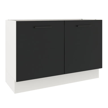 Balcão Gabinete de Pia Madesa Agata 2 Portas (Sem Tampo e Pia) Branco/Preto