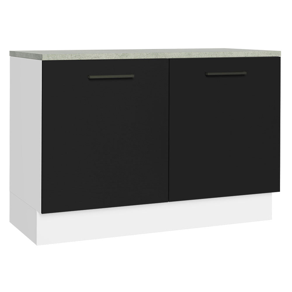 Balcão Cozinha 2 Portas (Com Tampo) Branco/Preto Agata Madesa