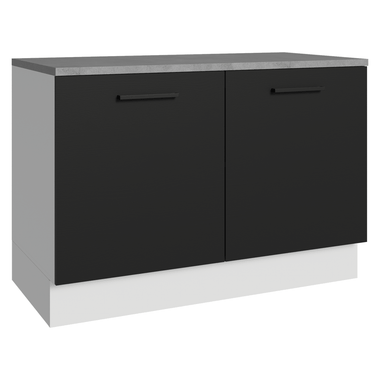 Balcão Cozinha 2 Portas (Com Tampo) Branco/Preto Agata Madesa