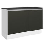Balcão Cozinha 100% MDF 120 cm 2 Portas Branco/Preto Acordes Madesa