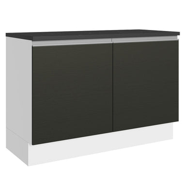 Balcão Cozinha 100% MDF 120 cm 2 Portas Branco/Preto Acordes Madesa
