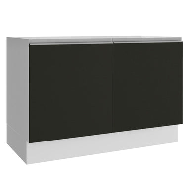 Balcão Gabinete de Pia Madesa Glamy 120 cm 2 Portas (Sem Tampo e Pia) Branco/Preto