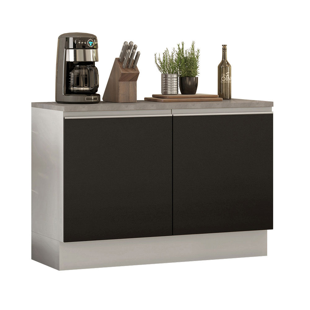 Balcão Madesa Glamy 120 cm 2 Portas (Com Tampo) Branco/Preto