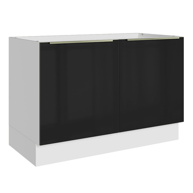 Balcão Gabinete de Pia 120 cm 2 Portas (Sem Tampo) Branco/Preto Lux Madesa