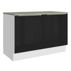 Balcão de Cozinha 120 cm 2 Portas Branco/Preto Lux Madesa