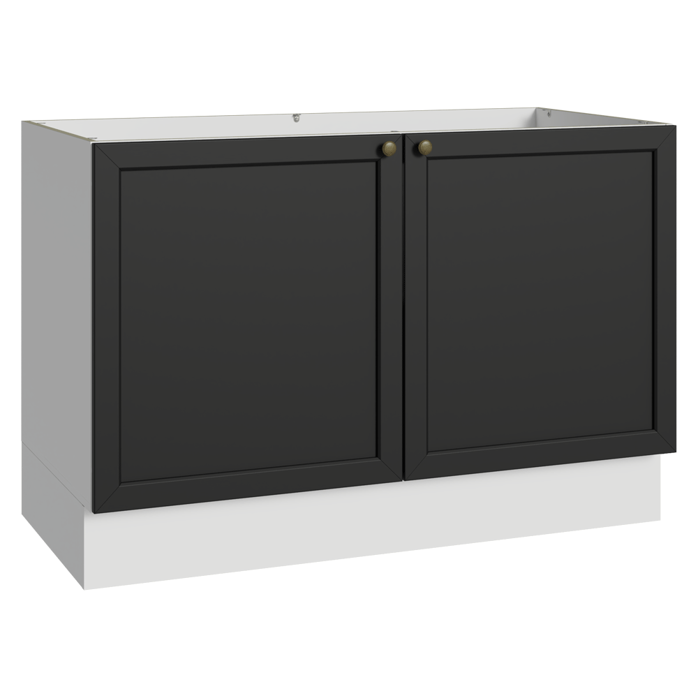 Balcão Gabinete de Pia 120 cm (Sem Tampo) Branco/Preto Vik Madesa