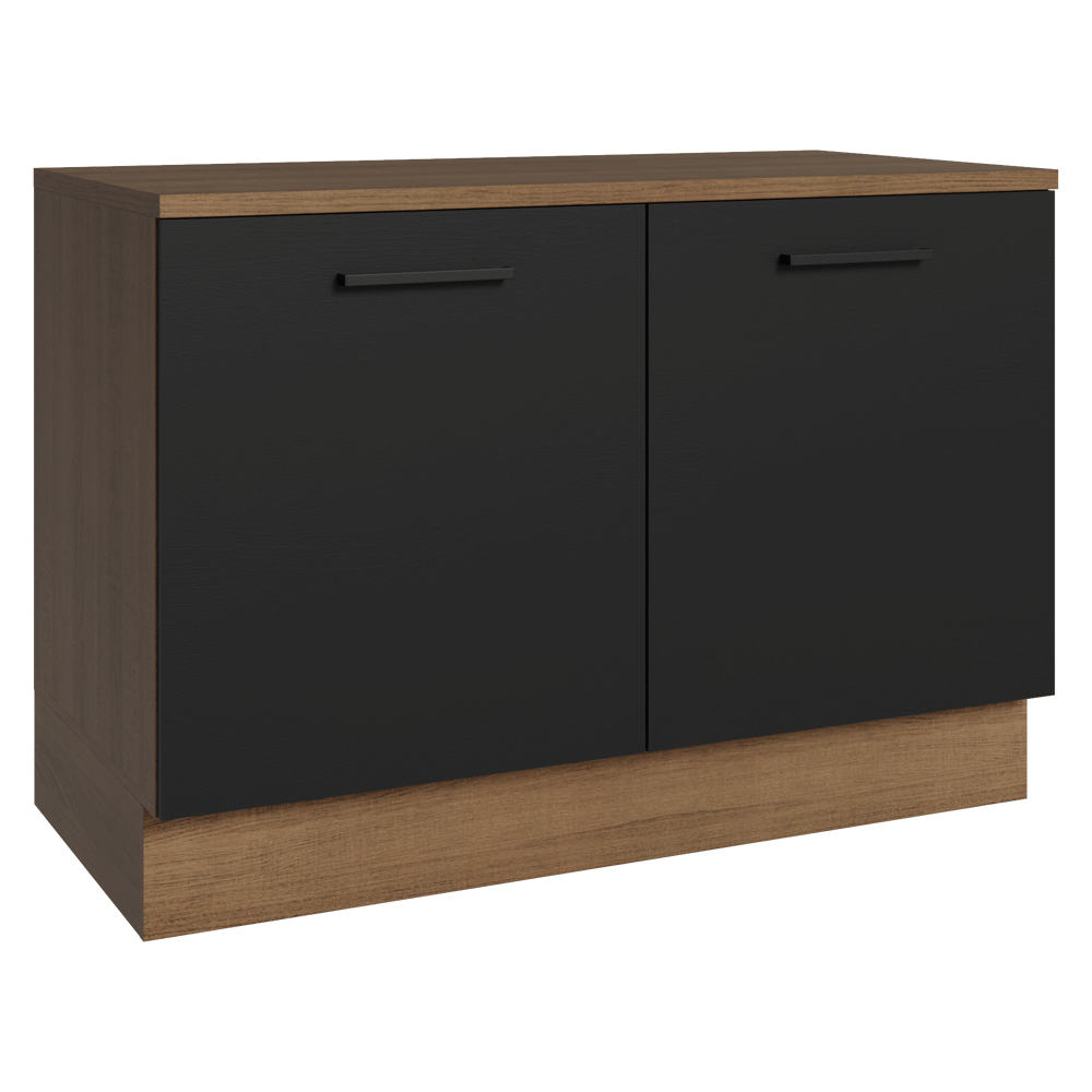 Balcão Cozinha 2 Portas (Com Tampo) Rustic/Preto Agata Madesa