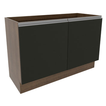 Balcão Gabinete de Pia Madesa Glamy 120 cm 2 Portas (Sem Tampo e Pia) Rustic/Preto
