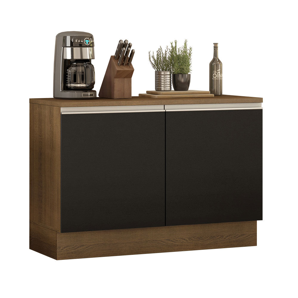 Balcão Madesa Glamy 120 cm 2 Portas (Com Tampo) Rustic/Preto