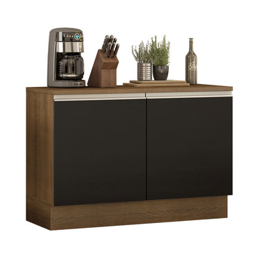 Balcão Madesa Glamy 120 cm 2 Portas (Com Tampo) Rustic/Preto