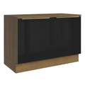 Balcão de Cozinha 120 cm 2 Portas Rustic/Preto Lux Madesa