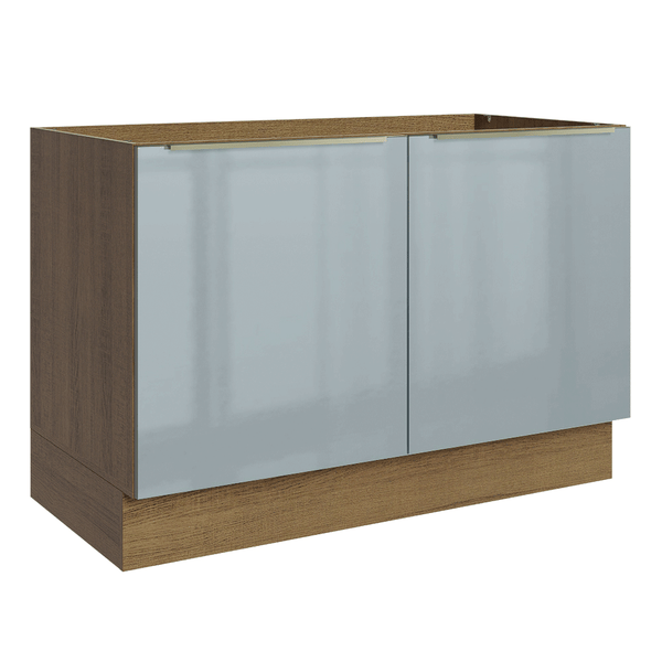 Balcão Gabinete de Pia 120 cm 2 Portas (Sem Tampo) Rustic/Cinza Lux Madesa