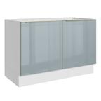 Balcão Gabinete de Pia 120 cm 2 Portas (Sem Tampo) Branco/Cinza Lux Madesa