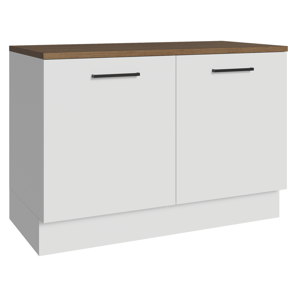 Balcão de Cozinha 120 cm 2 Portas Branco Tampo Rustic Agata Madesa