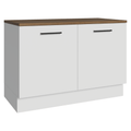 Balcão de Cozinha 120 cm 2 Portas Branco Tampo Rustic Agata Madesa