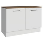 Balcão de Cozinha 120 cm 2 Portas Branco Tampo Rustic Agata Madesa
