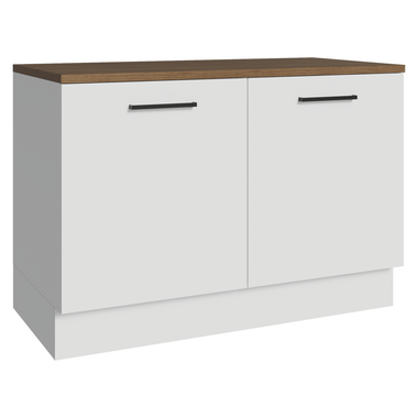 Balcão de Cozinha 120 cm 2 Portas Branco Tampo Rustic Agata Madesa
