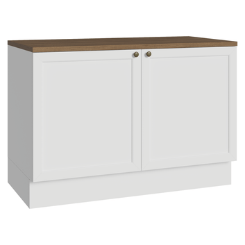 Balcão de Cozinha 120 cm 2 Portas Branco Tampo Rustic Vik Madesa