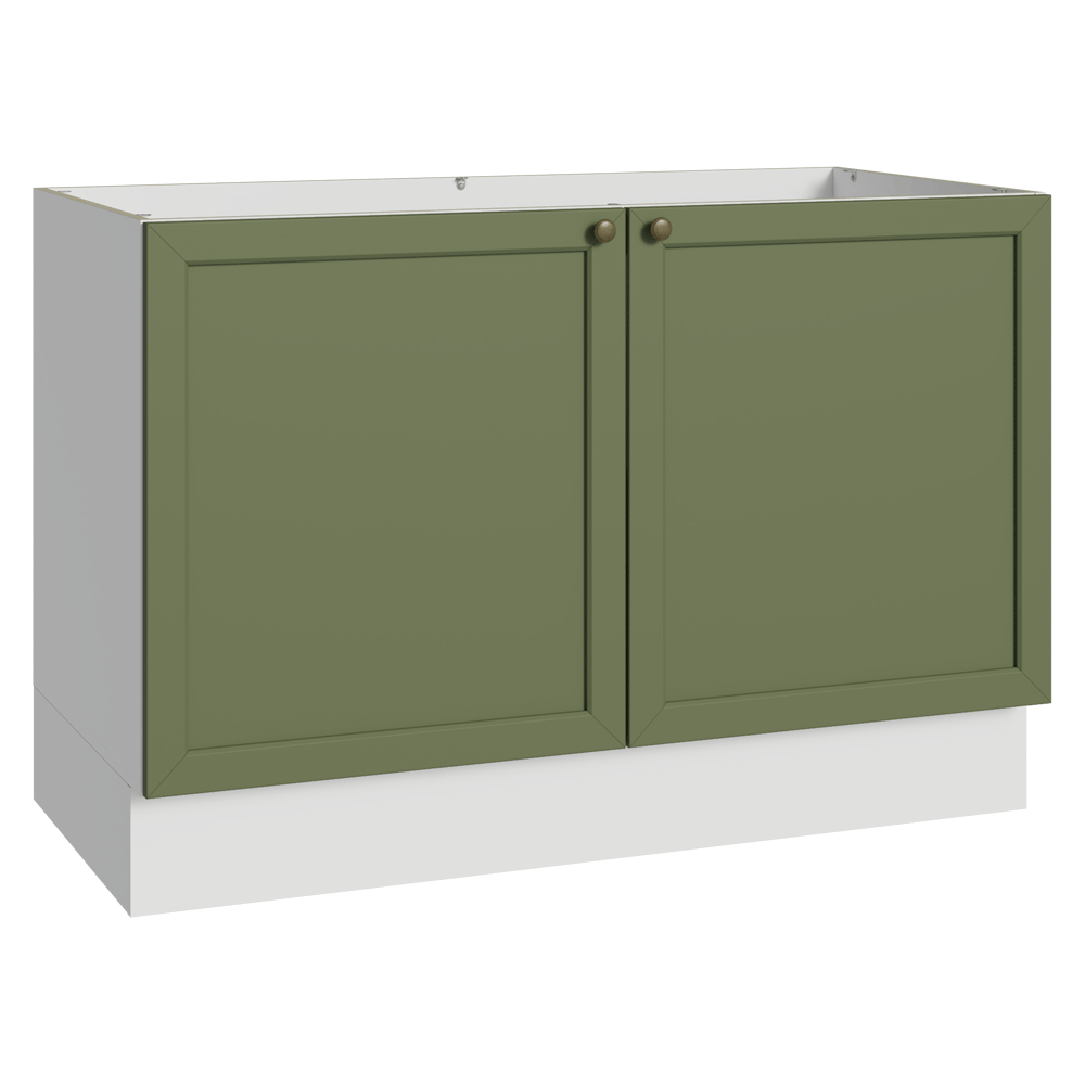 Balcão Gabinete de Pia 120 cm (Sem Tampo) Branco/Verde Vik Madesa