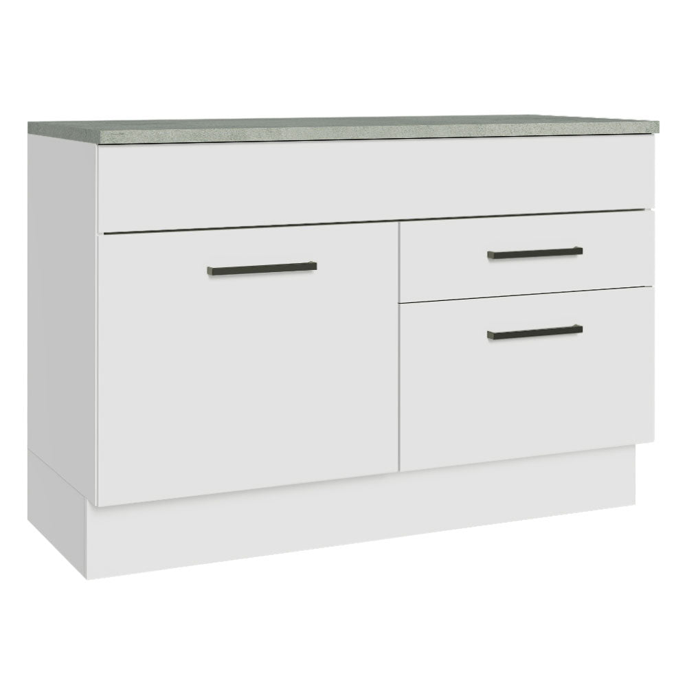 Balcão Cozinha 1 Porta e 2 Gavetas (Com Tampo) Branco Agata Madesa