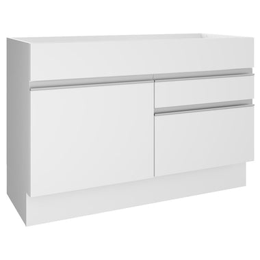 Balcão Gabinete de Pia Madesa Glamy 120 cm 1 Porta 2 Gavetas (Sem Tampo e Pia) Branco