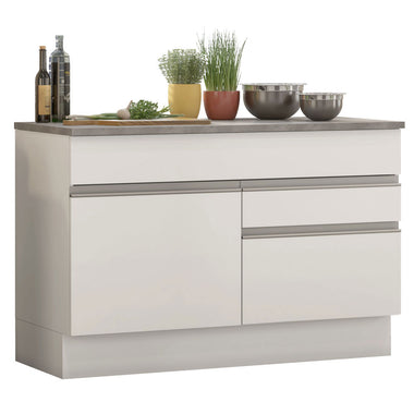Balcão Madesa Glamy 120 cm 1 Porta e 2 Gavetas (Com Tampo) Branco