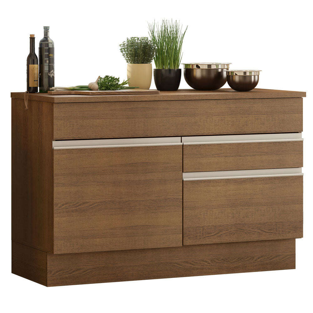 Balcão Madesa Glamy 120 cm 1 Porta e 2 Gavetas (Com Tampo) Rustic